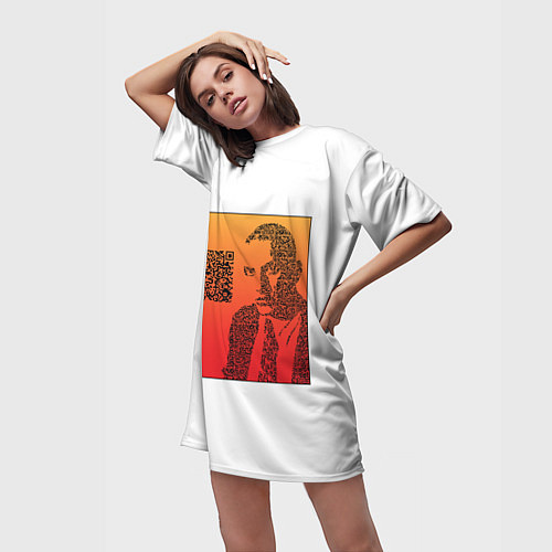 Женская длинная футболка QR Маяковский / 3D-принт – фото 3