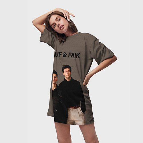 Женская длинная футболка Rauf & Faik Рауф и Фаик / 3D-принт – фото 3