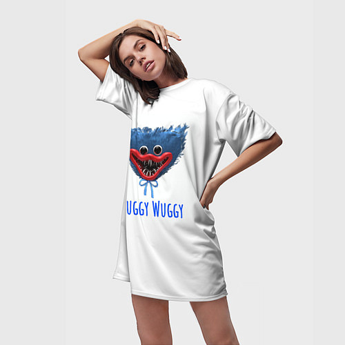 Женская длинная футболка Хагги Вагги Huggy Wuggy / 3D-принт – фото 3