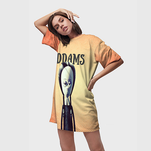 Женская длинная футболка Уэнздэй Аддамс! / 3D-принт – фото 3