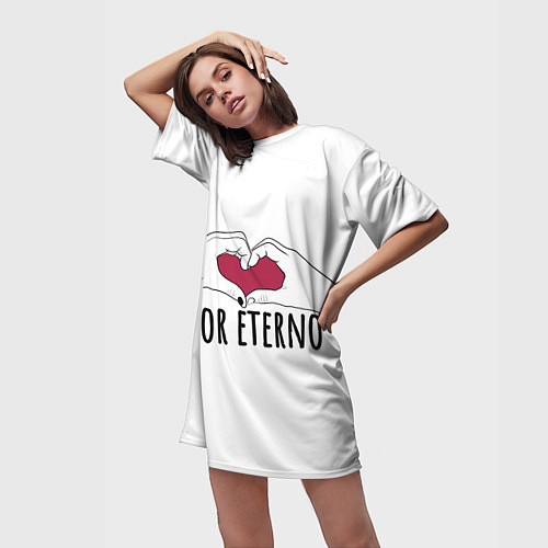Женская длинная футболка Влюбленные навека / 3D-принт – фото 3