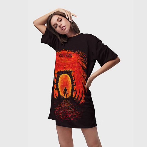 Женская длинная футболка Ворота в Обливион / 3D-принт – фото 3