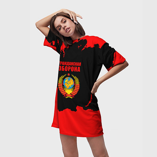 Женская длинная футболка Гражданская оборона: СССР / 3D-принт – фото 3