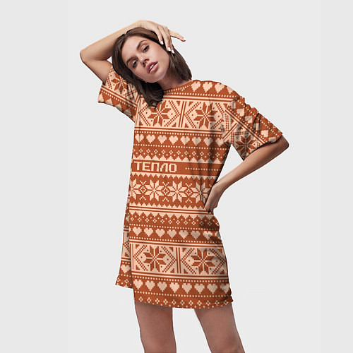 Женская длинная футболка Тепло свитера / 3D-принт – фото 3