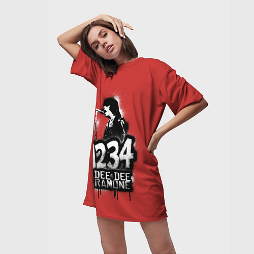 Женская длинная футболка Dee Dee Ramone / 3D-принт – фото 3