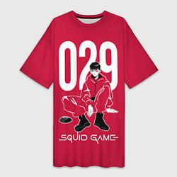 Женская длинная футболка Squid game: guard 029policeman