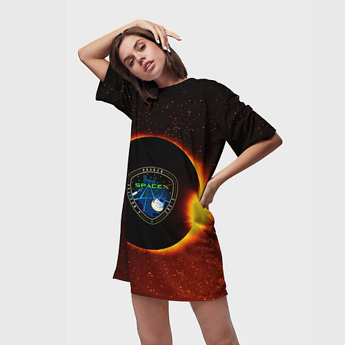 Женская длинная футболка SPACE X сингулярность / 3D-принт – фото 3