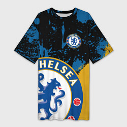 Футболка женская длинная ЧЕЛСИ CHELSEA GOLDEN LOGO, цвет: 3D-принт