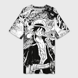 Футболка женская длинная Ван Пис, One Piece, манга, цвет: 3D-принт
