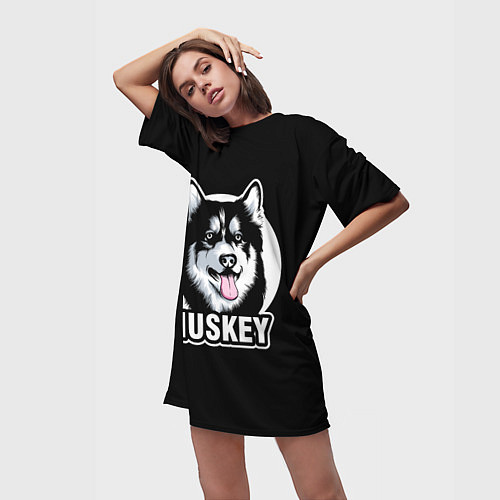 Женская длинная футболка Собака Хаски Husky / 3D-принт – фото 3