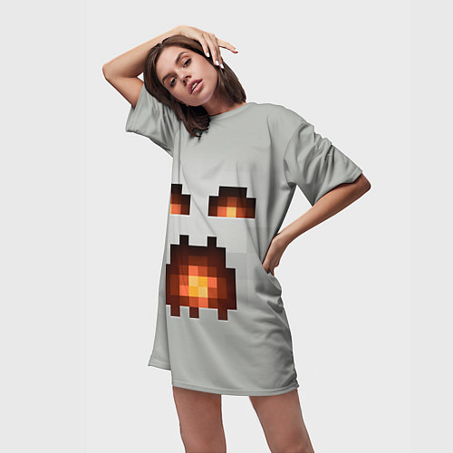 Женская длинная футболка МАЙНКРАФТ, ГАСТ ОГНЕННЫЙ / 3D-принт – фото 3