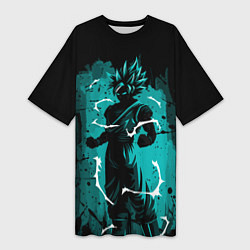 Футболка женская длинная Ultra Goku, Гоку, цвет: 3D-принт