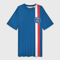 Футболка женская длинная PSG SPORT STRIPES UNIFORM, цвет: 3D-принт