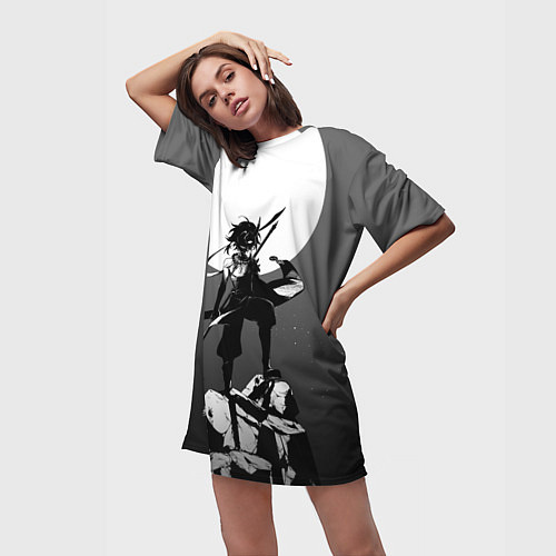 Женская длинная футболка СЯО ОХОТНИК НА ДЕМОНОВ / 3D-принт – фото 3