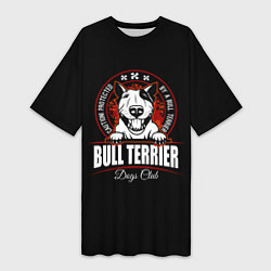 Футболка женская длинная Бультерьер Bull Terrier, цвет: 3D-принт