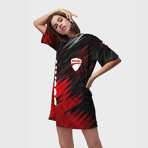 Женская длинная футболка DUCATI RED STYLE MOTOCYCLE / 3D-принт – фото 3