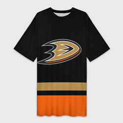 Футболка женская длинная Anaheim Ducks Анахайм Дакс, цвет: 3D-принт