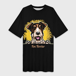Футболка женская длинная Фокстерьер Fox terrier, цвет: 3D-принт