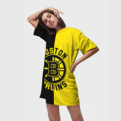 Футболка женская длинная Boston Bruins, Бостон Брюинз, цвет: 3D-принт — фото 2
