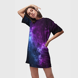 Футболка женская длинная NEON GALAXY НЕОНОВЫЙ КОСМОС, цвет: 3D-принт — фото 2