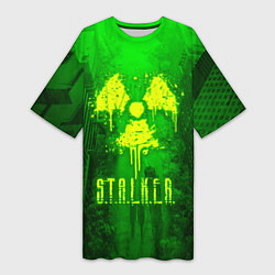 Футболка женская длинная STALKER LOGO RADIATOIN NEON TOXIC, цвет: 3D-принт