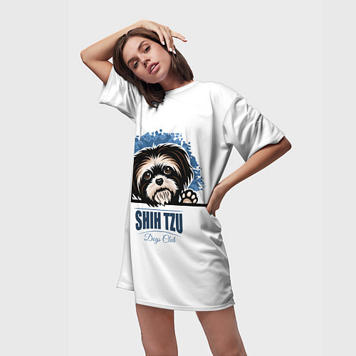 Женская длинная футболка Ши-Тцу Shih-Tzu / 3D-принт – фото 3