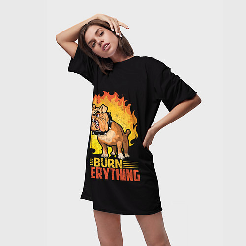 Женская длинная футболка Сжечь Всё / 3D-принт – фото 3