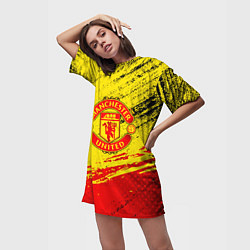 Футболка женская длинная Manchester United Футбольный клуб, цвет: 3D-принт — фото 2