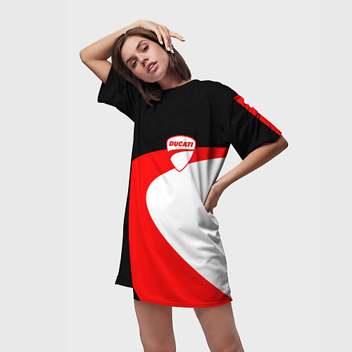 Женская длинная футболка DUCATI LOGO STYLE DESIGN / 3D-принт – фото 3
