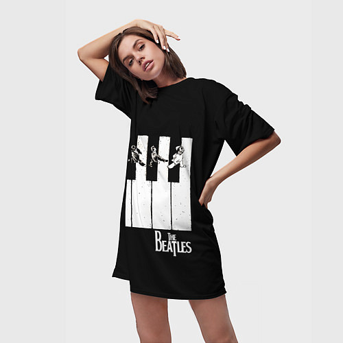 Женская длинная футболка THE BEATLES ЗНАМЕНИТАЯ КАРТИНКА / 3D-принт – фото 3