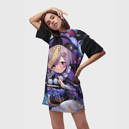 Женская длинная футболка Genshin Impact: Qiqi / 3D-принт – фото 3