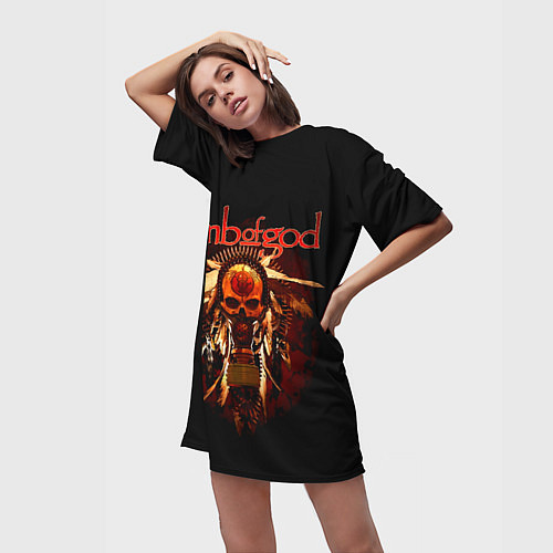 Женская длинная футболка Череп в противогазе LOG / 3D-принт – фото 3