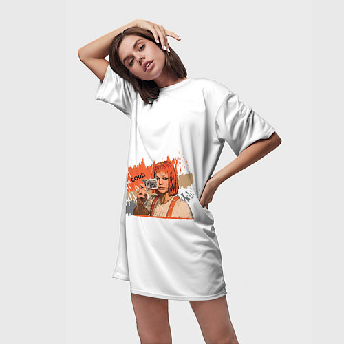 Женская длинная футболка Lockdown - Лилу Даллас / 3D-принт – фото 3