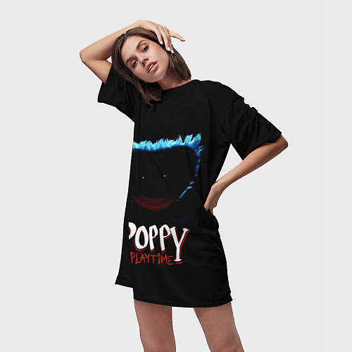 Женская длинная футболка Poppy Playtime: Huggy Wuggy / 3D-принт – фото 3