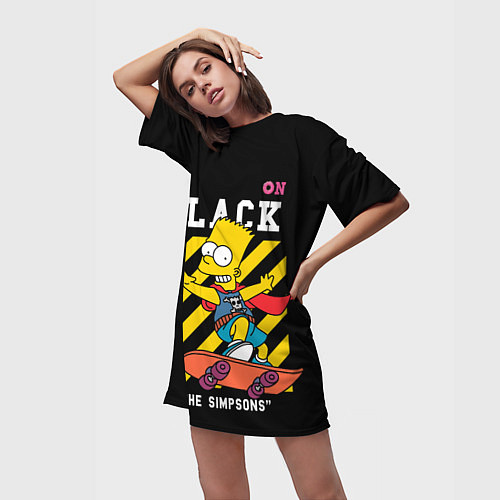 Женская длинная футболка БАР И ЛИЗА СИМПСОНЫ х ON BLACK / 3D-принт – фото 3