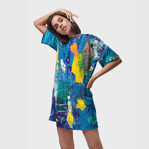 Женская длинная футболка Краской по ткани / 3D-принт – фото 3