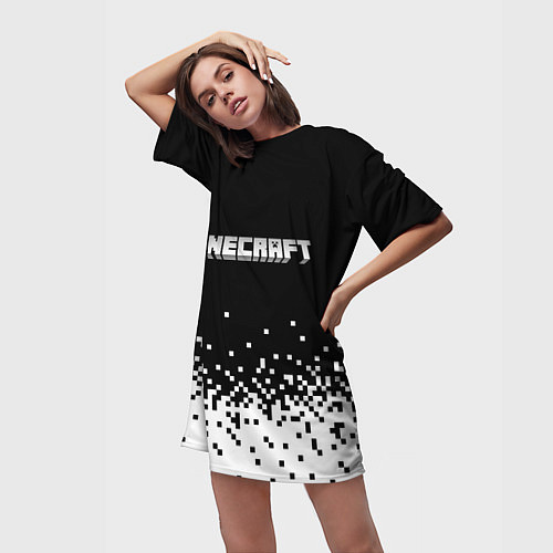 Женская длинная футболка Minecraft Майнкрафт логотип / 3D-принт – фото 3