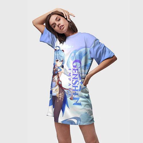 Женская длинная футболка Гань Юй - Геншин импакт / 3D-принт – фото 3