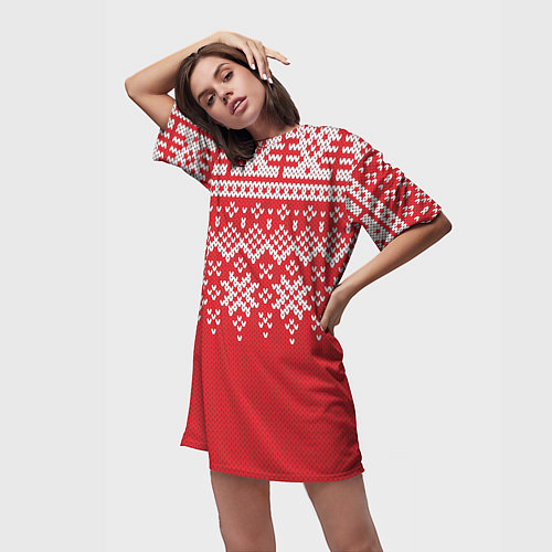 Женская длинная футболка Knitted Pattern / 3D-принт – фото 3