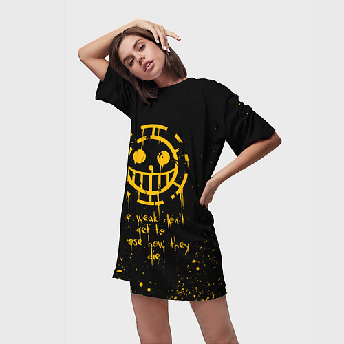 Женская длинная футболка ONE PIECE ПИРАТЫ БРЫЗГИ КРАСОК / 3D-принт – фото 3