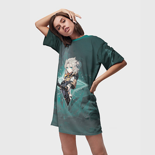 Женская длинная футболка Альбедо в примогеме / 3D-принт – фото 3