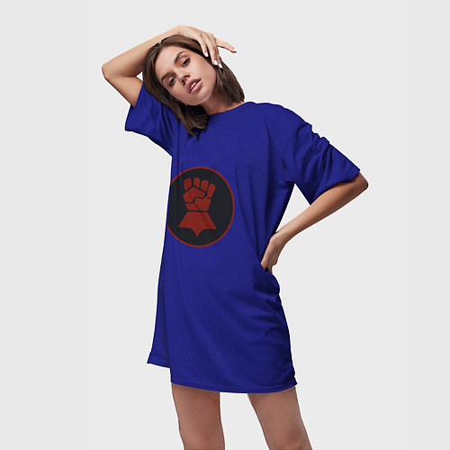 Женская длинная футболка Багровые Кулаки цвет ордена / 3D-принт – фото 3