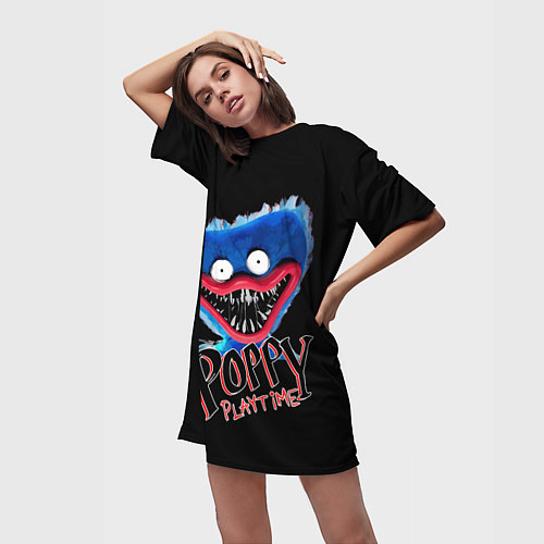 Женская длинная футболка Poppy Playtime / 3D-принт – фото 3