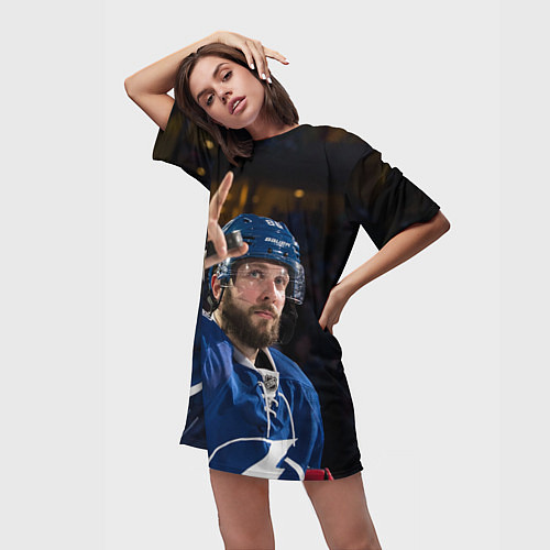 Женская длинная футболка Никита Кучеров, NHL / 3D-принт – фото 3