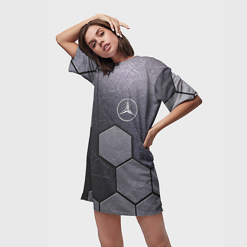 Женская длинная футболка Mercedes-Benz vanguard pattern / 3D-принт – фото 3