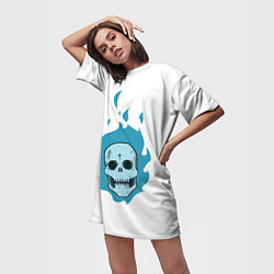 Футболка женская длинная Череп Cute Angel парный, цвет: 3D-принт — фото 2