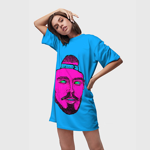 Женская длинная футболка Многознаал в кепке / 3D-принт – фото 3