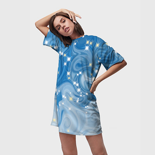 Женская длинная футболка Голубая метелица / 3D-принт – фото 3
