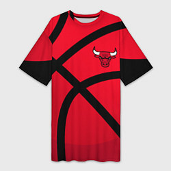 Футболка женская длинная Чикаго Буллз Chicago Bulls NBA, цвет: 3D-принт