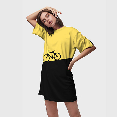 Женская длинная футболка Бегущий за велосипедом / 3D-принт – фото 3
